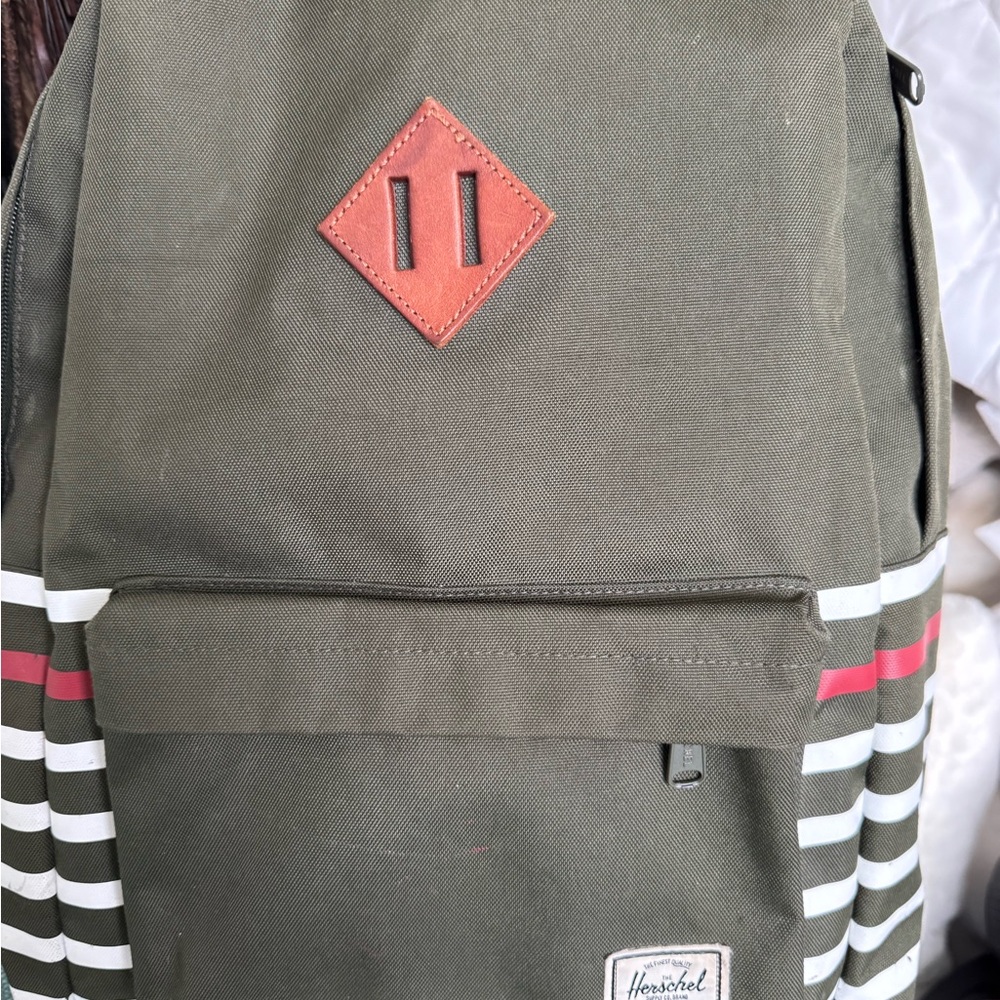 Herschel Supply Co. Classic Olive Backpack with Stripes - Picture 4 of 5